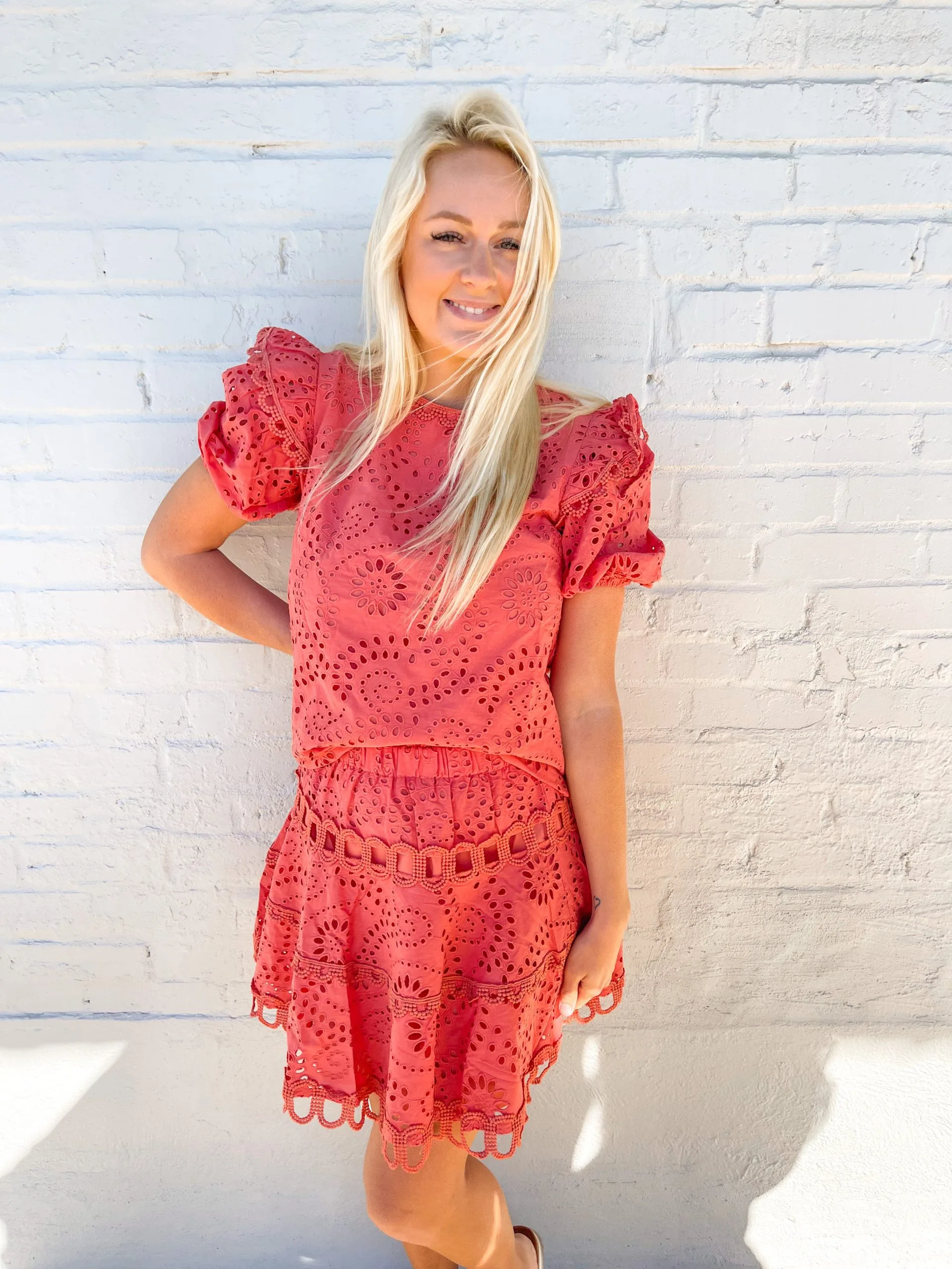 Honeysuckle Rose Boutique Alexa Eyelet Skirt (SET) 3 Honeysuckle Rose Boutique Alexa Eyelet Skirt (SET)