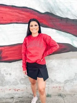Honeysuckle Rose Boutique Letter Block Gameday Crewneck - Cardinals