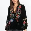 Johnny Was Ardell Velvet Relaxed Blouse-Black -Skirt Sales Store j14822 o black 1