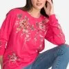 Johnny Was Acacia Seamed Relax Long Sleeve Tee -Skirt Sales Store j18121 n fuschia fiesta 1 1