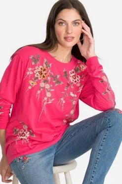 Johnny Was Acacia Seamed Relax Long Sleeve Tee