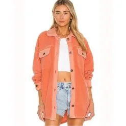 Free People Ruby Shacket-Scarlet Ibis