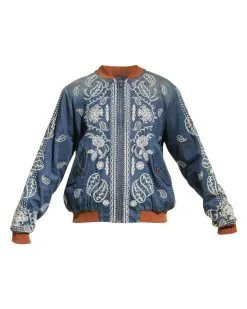 Johnny Was Mahalia Denim Bomber Jacket