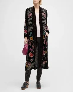 Johnny Was Tiarei Velvet Bishop Sleeve Kimono Coat