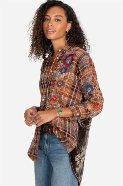 Johnny Was Olivia Velvet Back Oversized Shirt