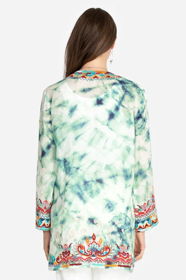 Johnny Was Jade Marble Linen Smoking Jacket 4 Johnny Was Jade Marble Linen Smoking Jacket - Image 2